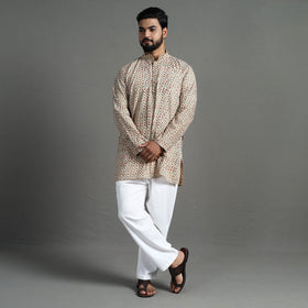 Kalamkari block printed cotton men short kurta 02