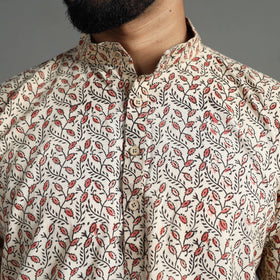 Kalamkari block printed cotton men short kurta 02