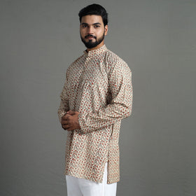 Kalamkari block printed cotton men short kurta 02