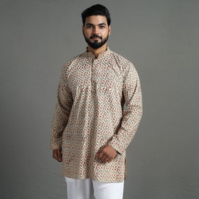Kalamkari block printed cotton men short kurta 02