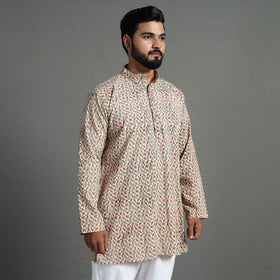 Kalamkari block printed cotton men short kurta 02