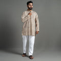 Kalamkari block printed cotton men short kurta 02