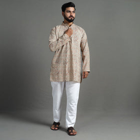 Kalamkari block printed cotton men short kurta 02