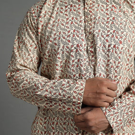 Kalamkari block printed cotton men short kurta 02