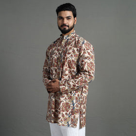Kalamkari block printed cotton men short kurta 03