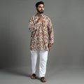 Kalamkari block printed cotton men short kurta 03