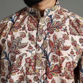 Kalamkari block printed cotton men short kurta 03