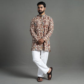 Kalamkari block printed cotton men short kurta 03