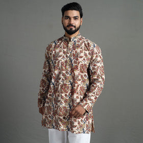 Kalamkari block printed cotton men short kurta 03