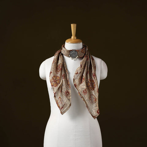 Kalamkari chanderi silk pendant necklace scarf 02