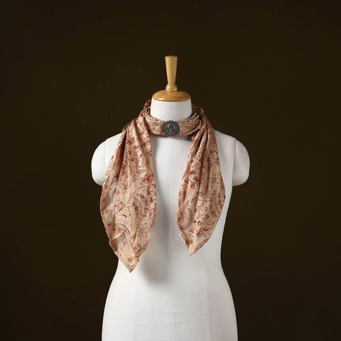 Kalamkari chanderi silk pendant necklace scarf 04