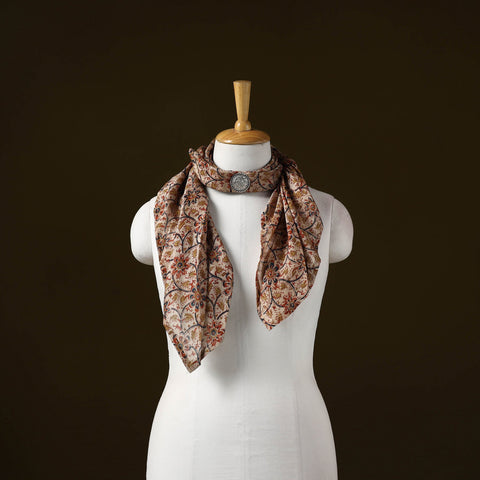 Kalamkari chanderi silk pendant necklace scarf 06