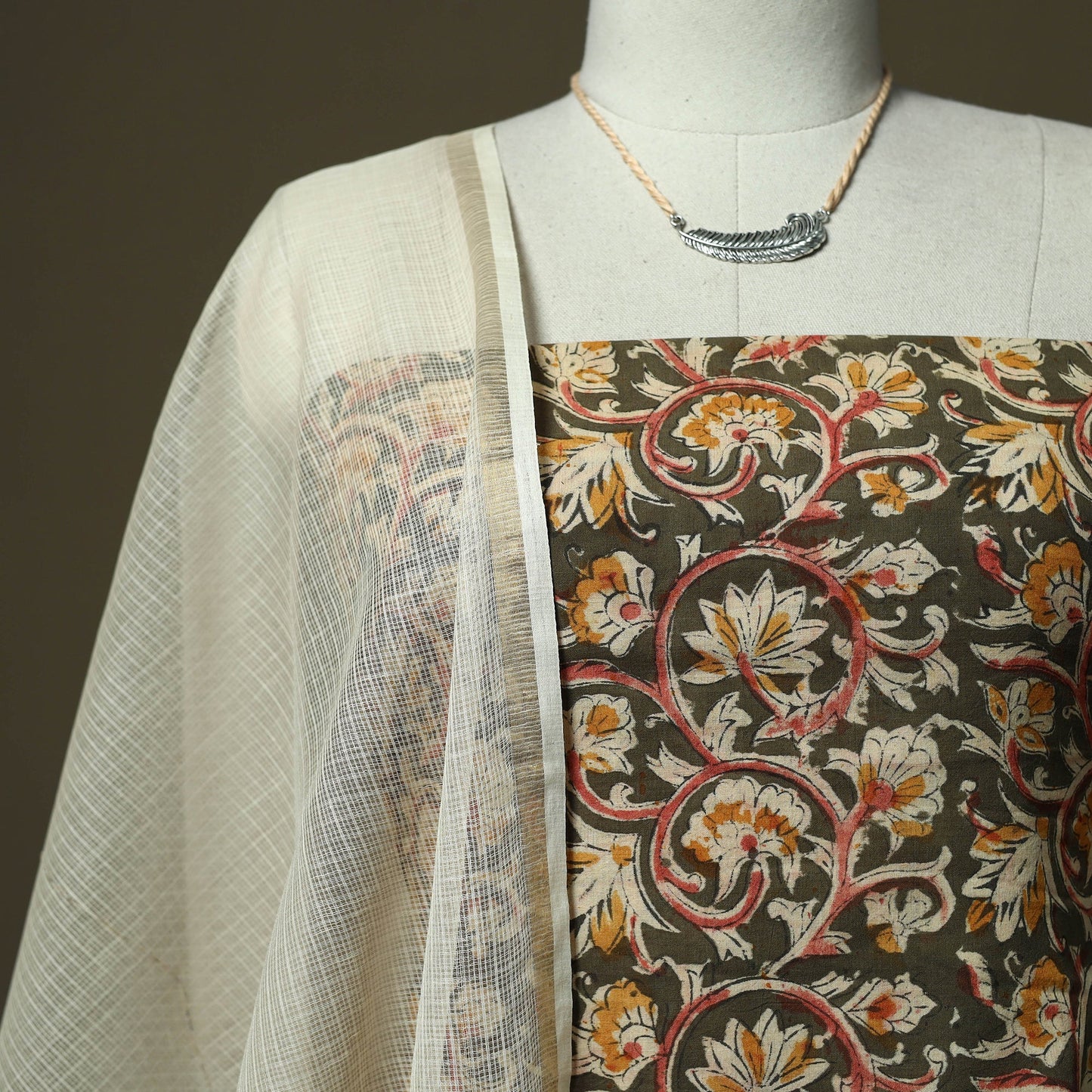 Kalamkari hand block print natural dyed cotton 2pc