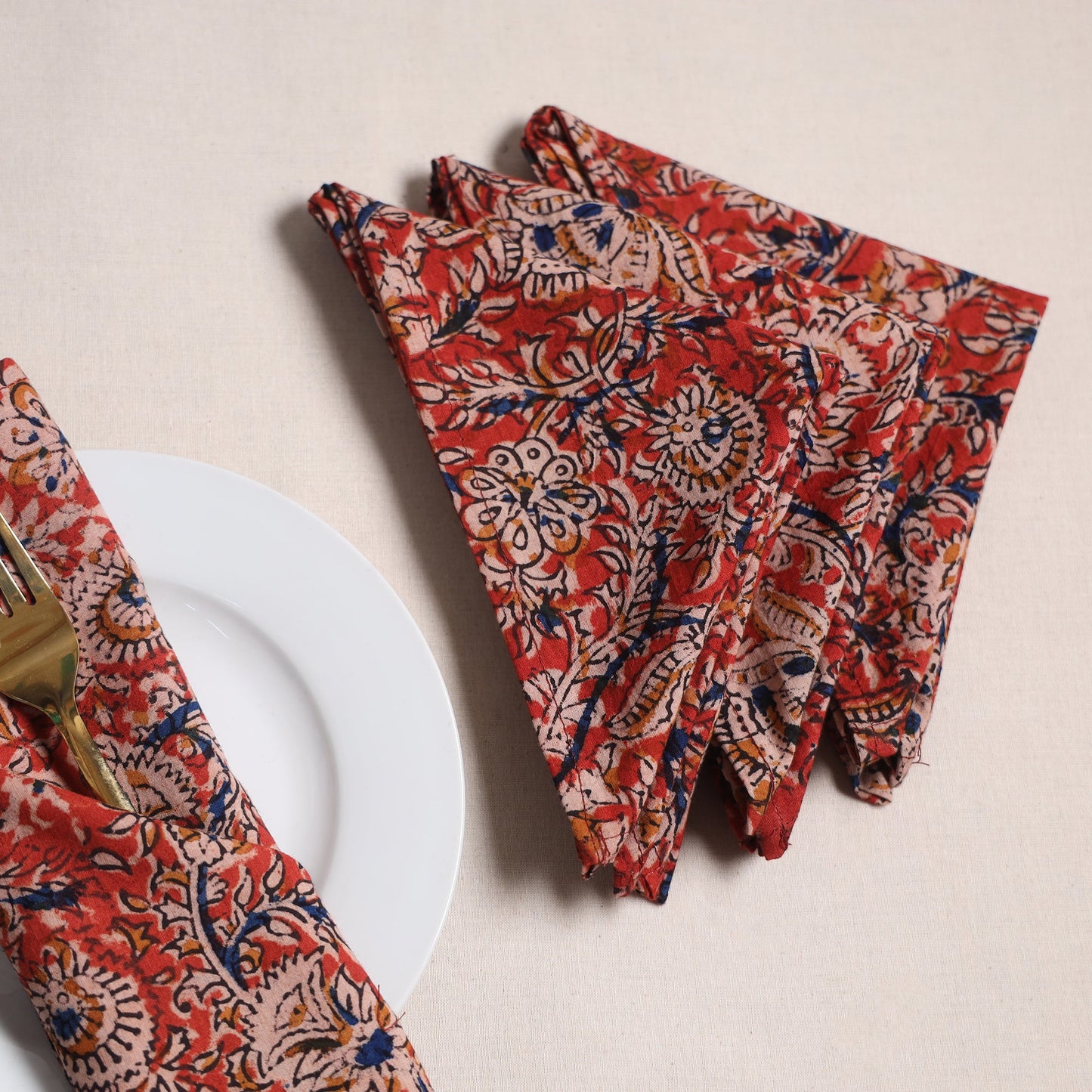 Kalamkari hand table napkins (set of 4) 17 - handcrafted