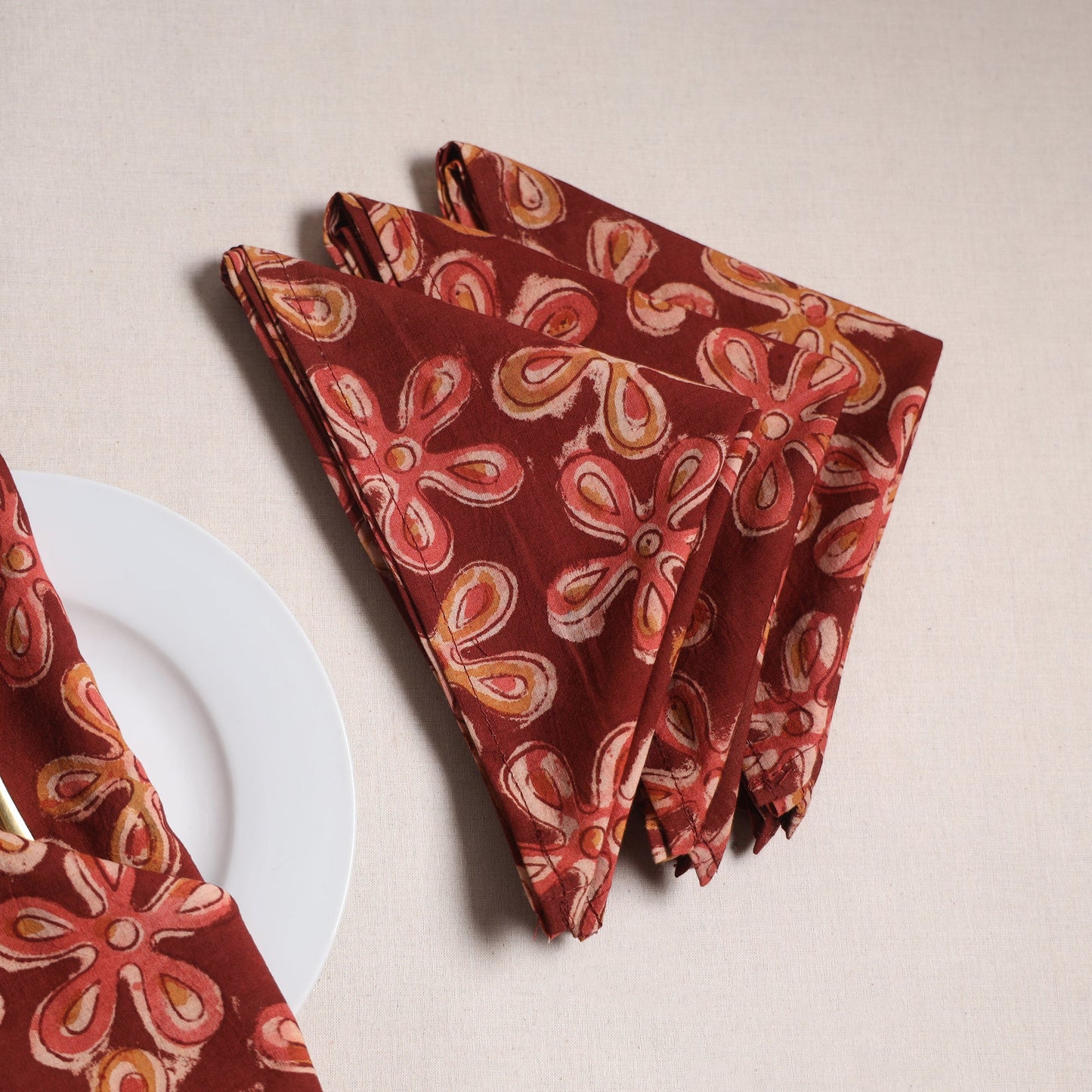 Kalamkari hand table napkins (set of 4) 24 - handcrafted