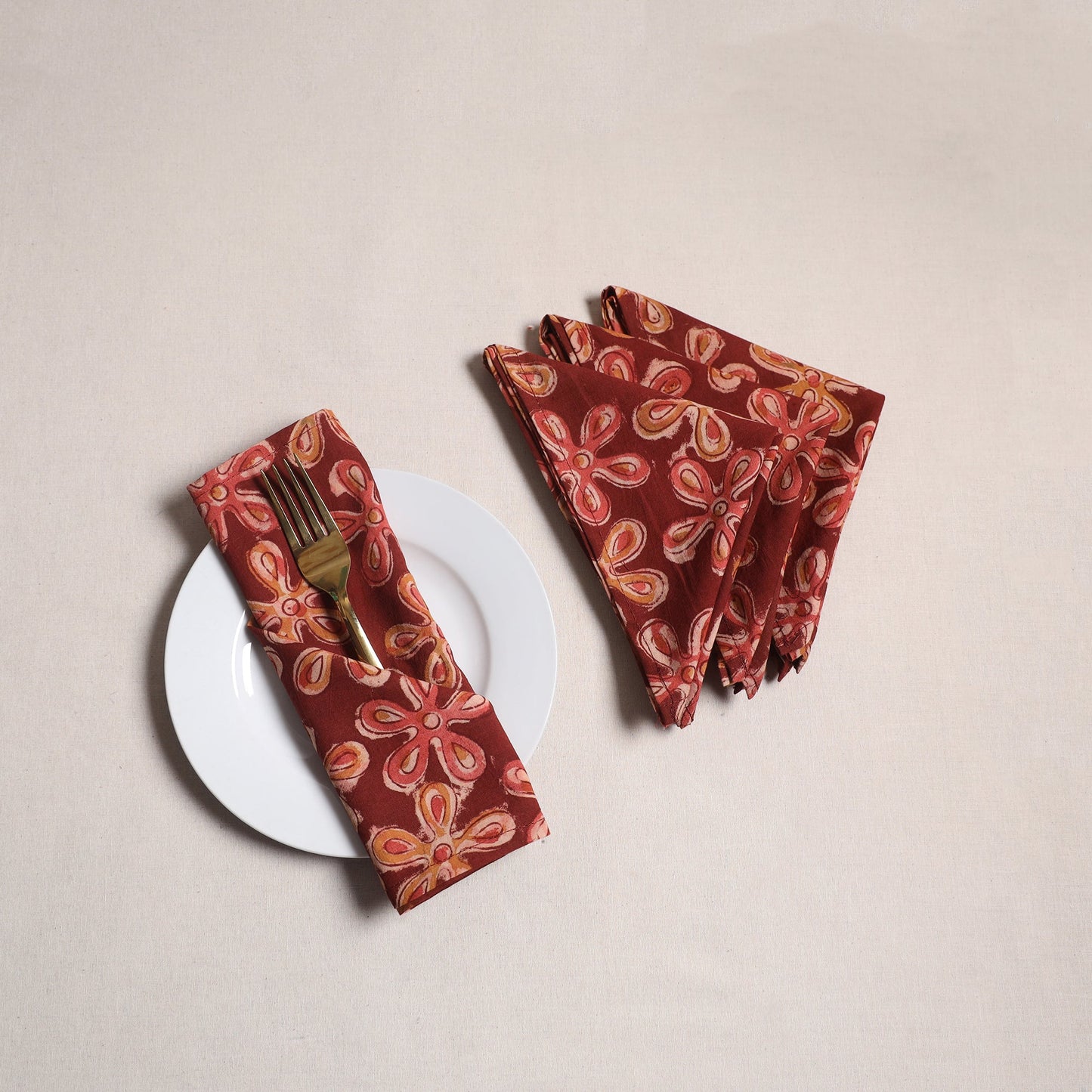 Kalamkari hand table napkins (set of 4) 24 - handcrafted