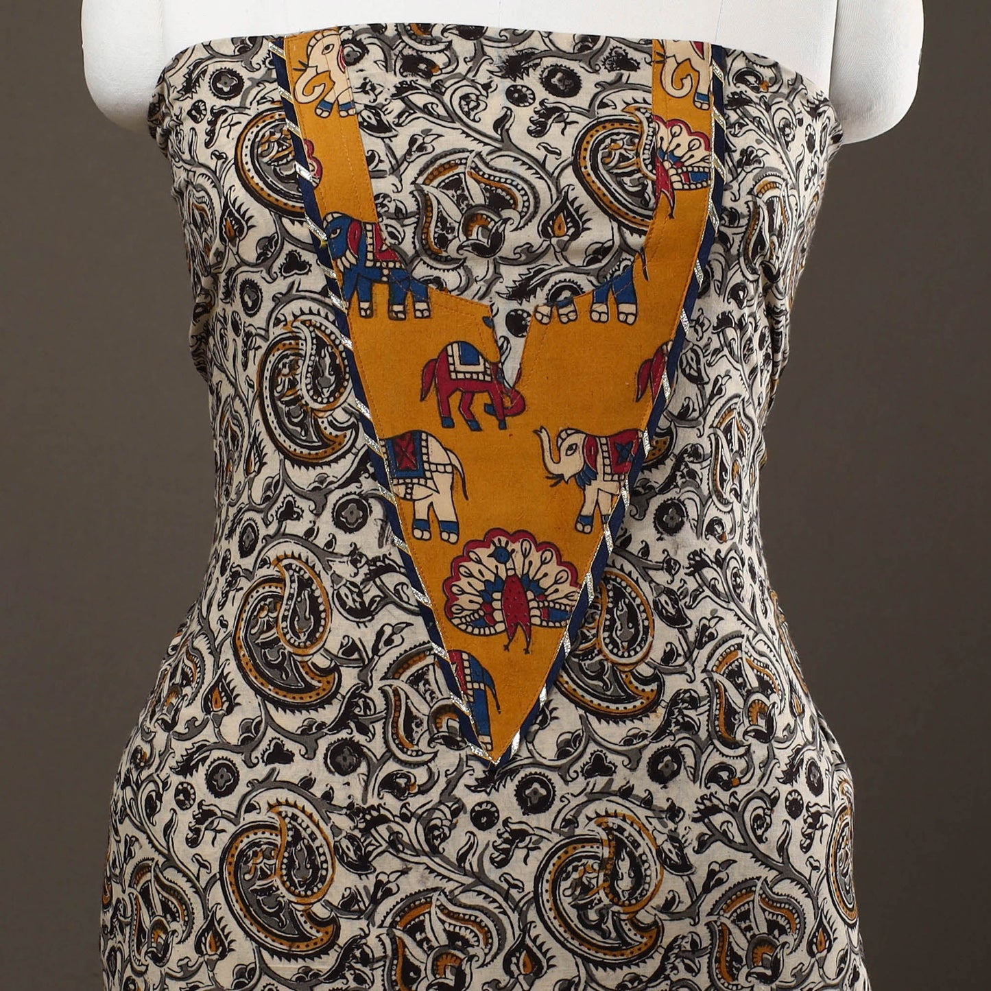 Kalamkari Print Patchwork Cotton Kurta Material (3m)