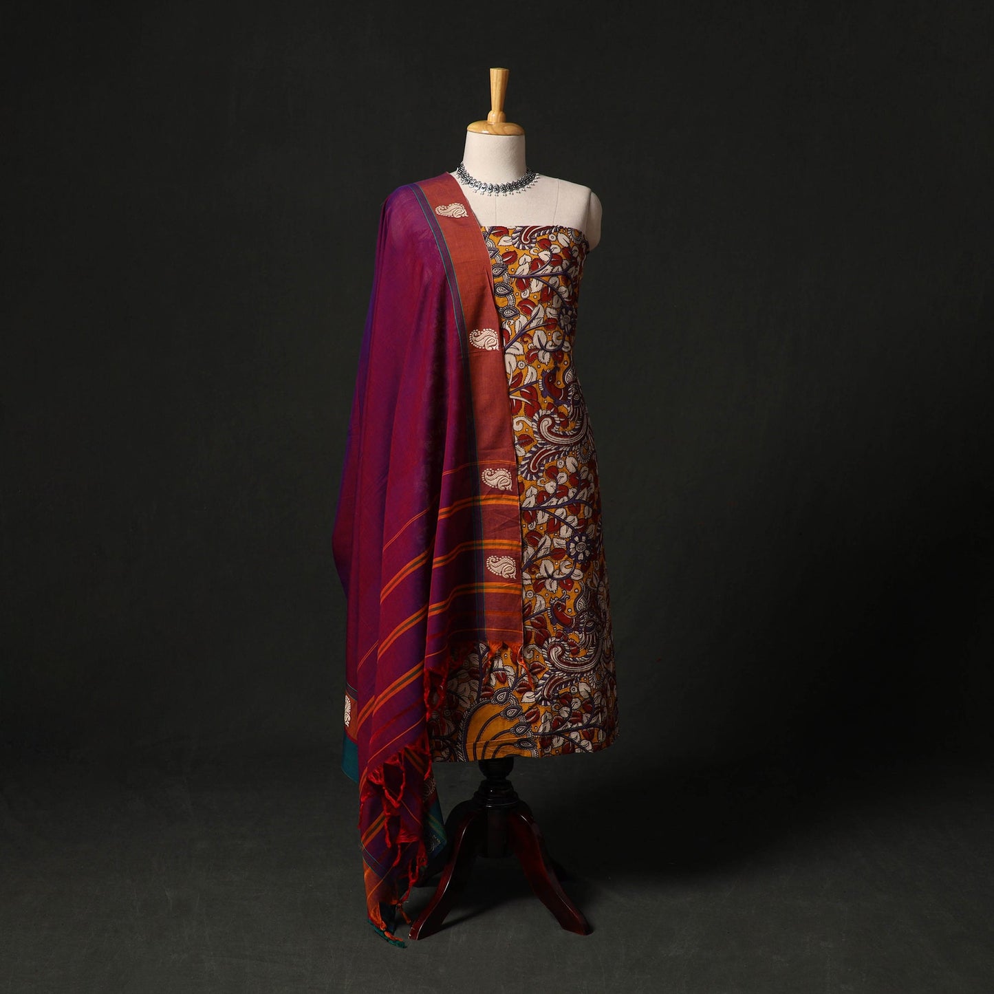 Kalamkari printed cotton 2pc unstitched dress material