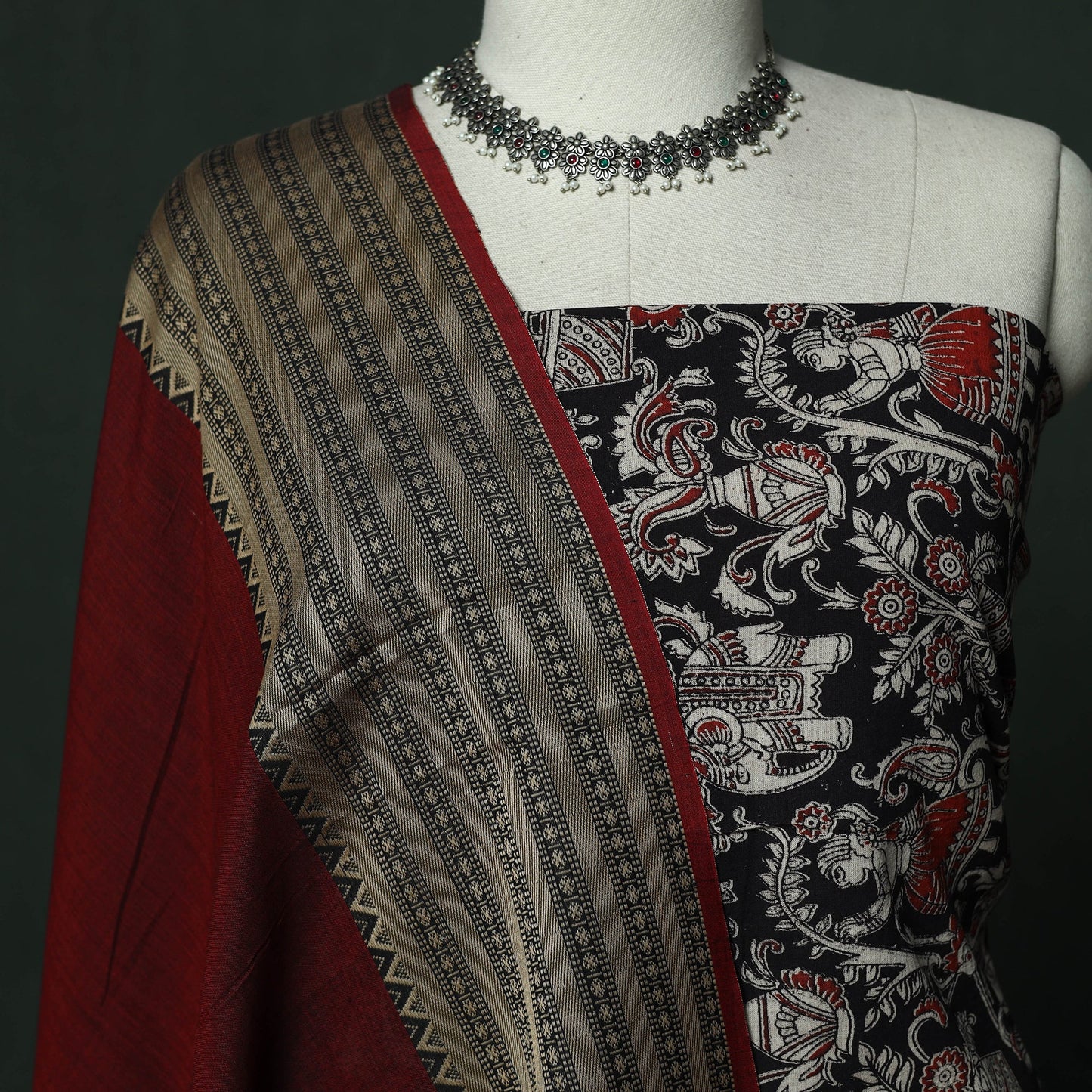Kalamkari printed cotton 2pc unstitched dress material