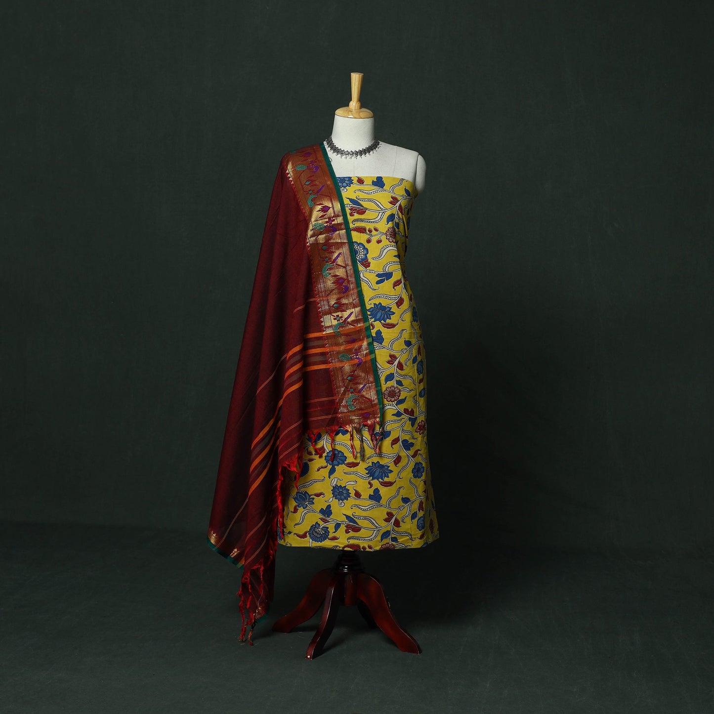 Kalamkari printed cotton 2pc unstitched dress material