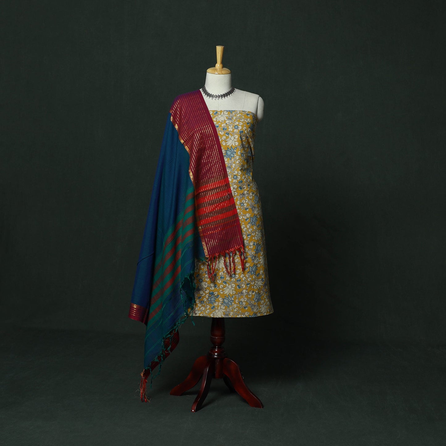 Kalamkari printed cotton 2pc unstitched dress material