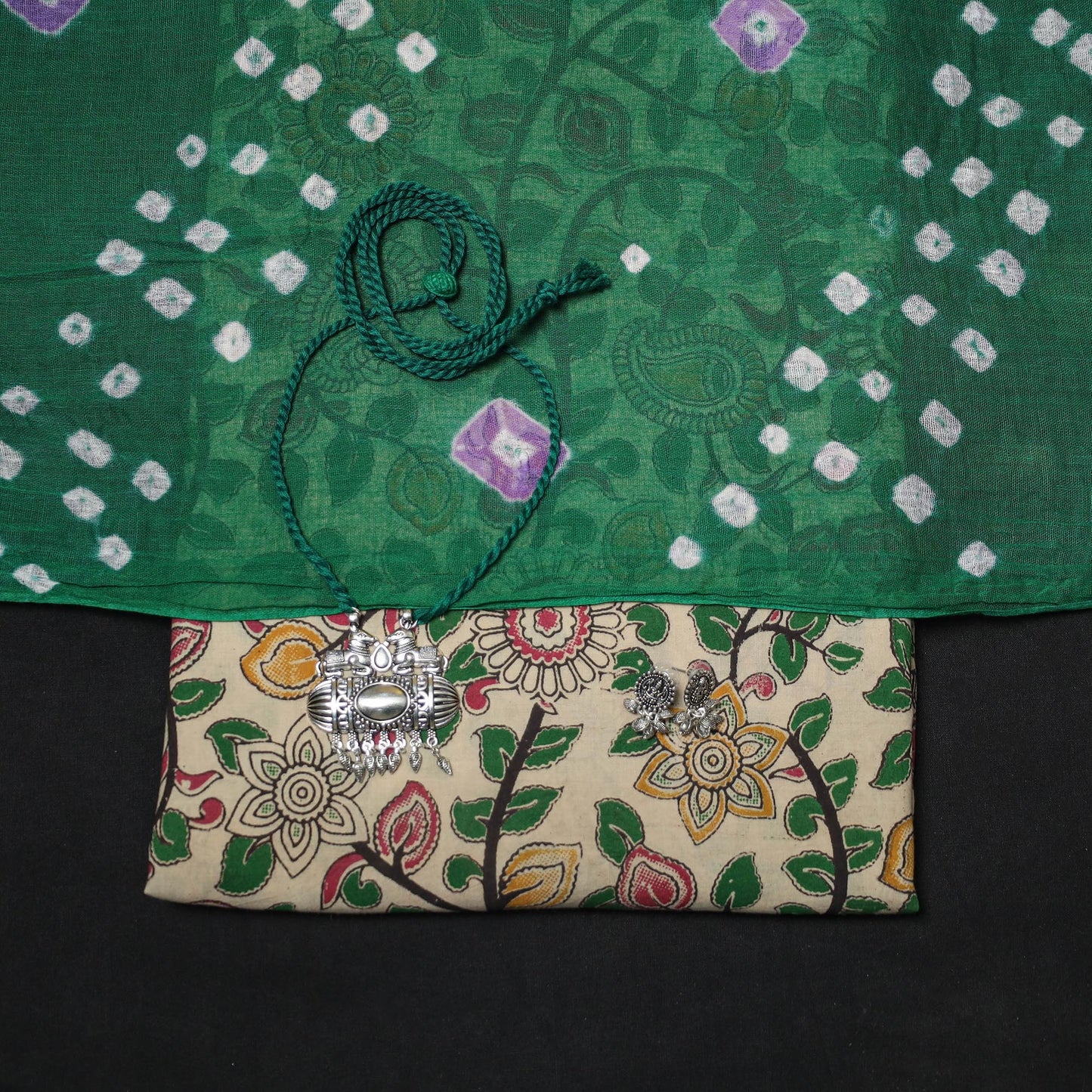 Kalamkari printed cotton 2pc unstitched dress material