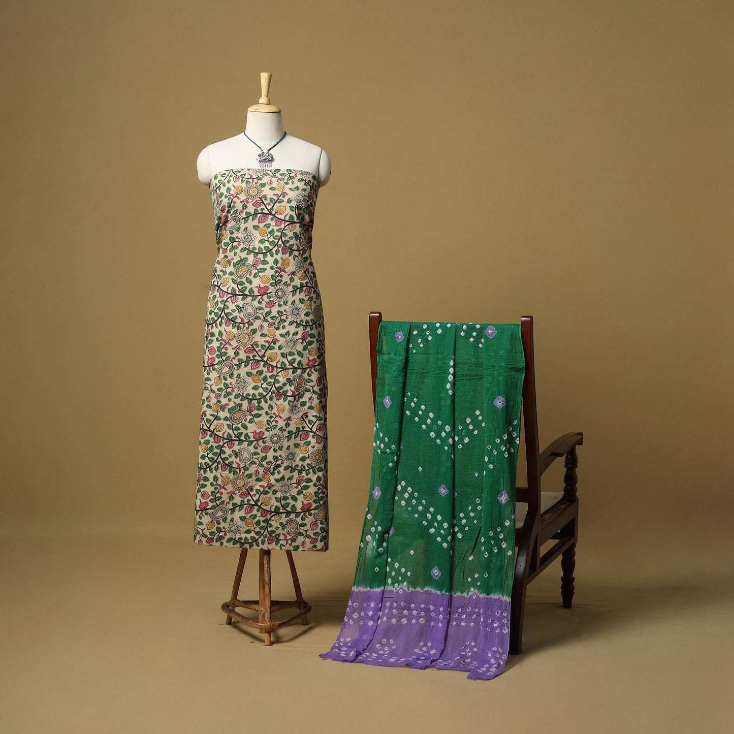 Kalamkari printed cotton 2pc unstitched dress material