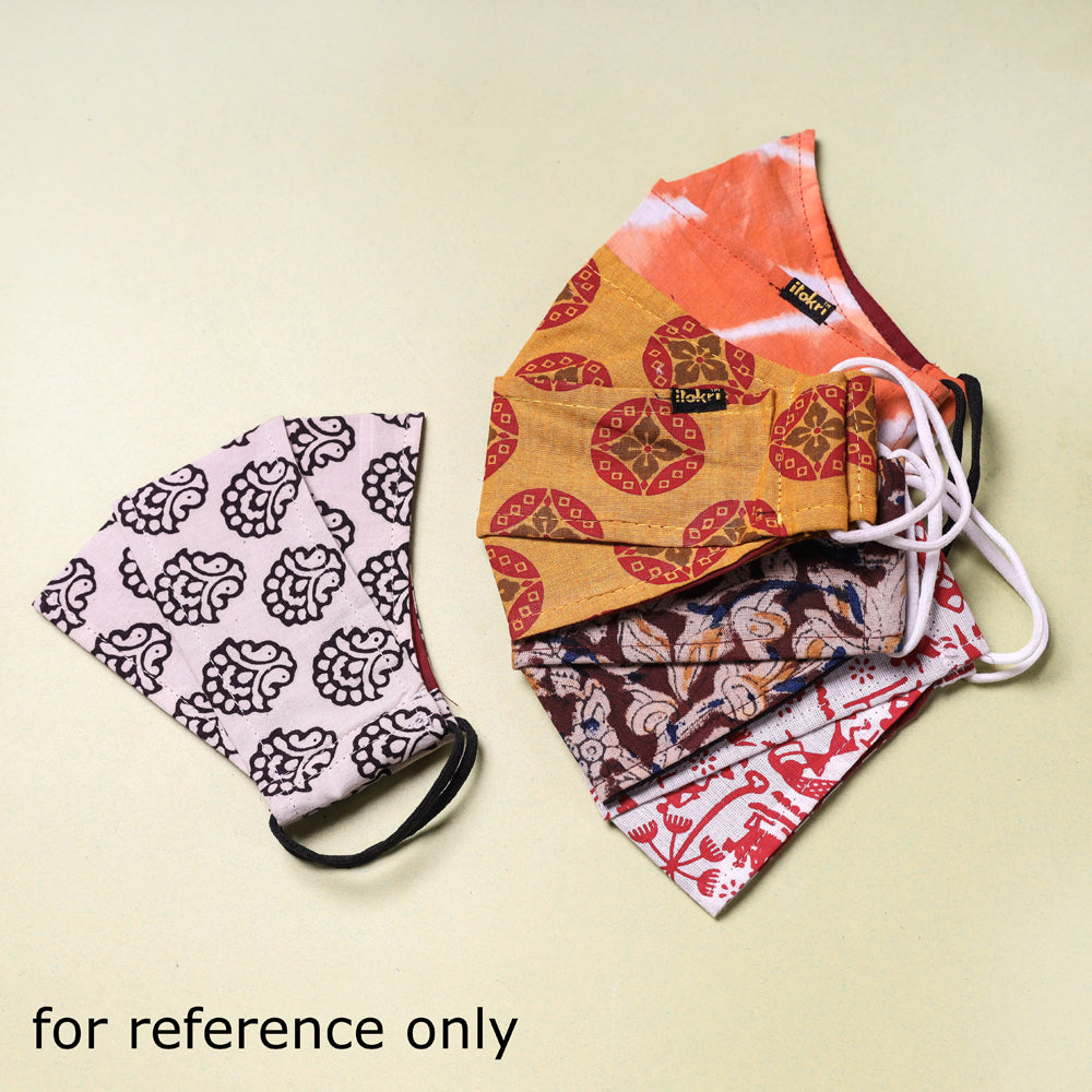  Kalamkari Block Printed Cotton 3 Layer Maska Snug Fit Face Cover 