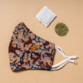  kalamkari Block Printed Cotton 3 Layer Snug Fit Face Cover with Herb Pocket 
