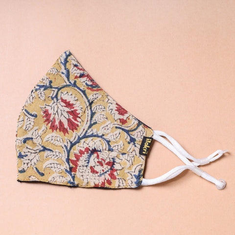  Kalamkari Block Printed Cotton 3 Layer Snug Fit Face Cover 