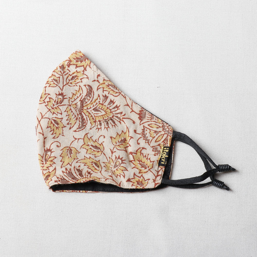  Kalamkari Block Printed Cotton 3 Layer Snug Fit Face Cover 