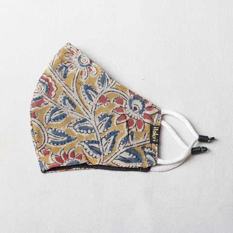  Kalamkari Block Printed Cotton 3 Layer Snug Fit Face Cover 