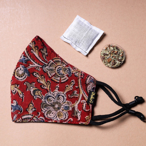  Kalamkari Block Printed Cotton 3 Layer Snug Fit Face with Herb Pocket 