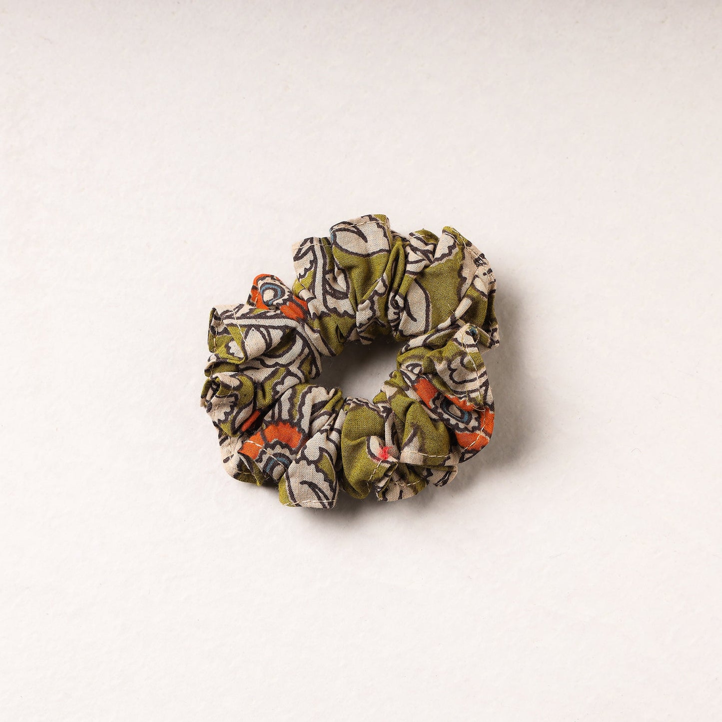  Kalamkari Printed Cotton Elastic Rubber Band/Scrunchie 