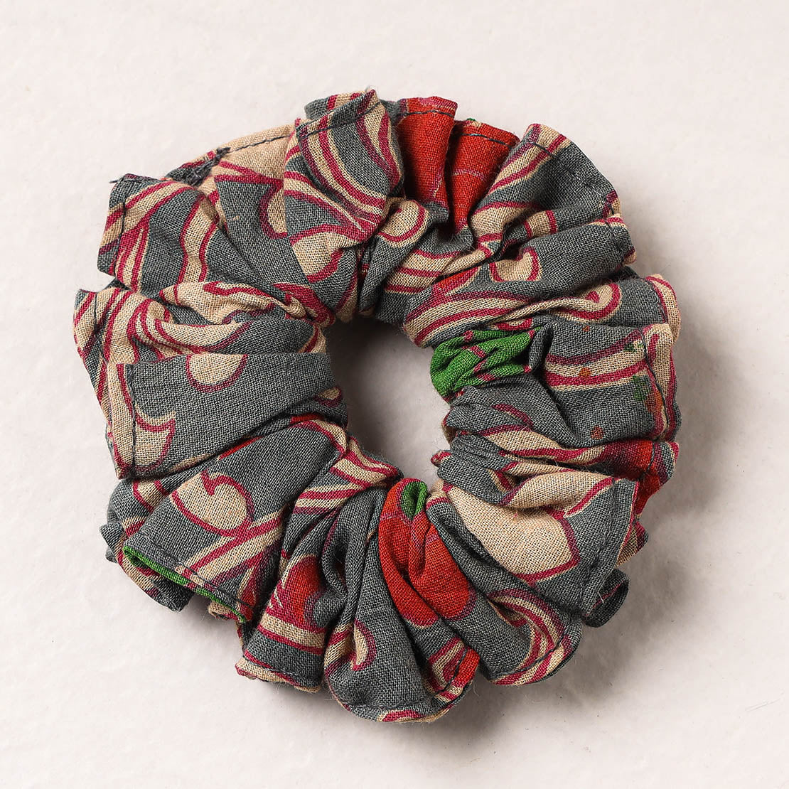  Kalamkari Printed Cotton Elastic Rubber Band/Scrunchie 