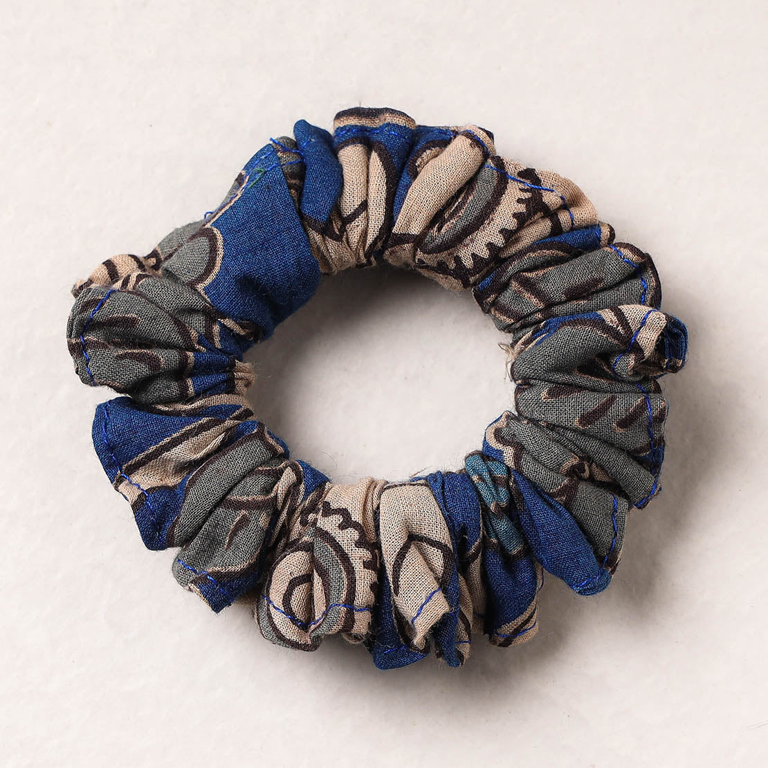  Kalamkari Printed Cotton Elastic Rubber Band/Scrunchie 