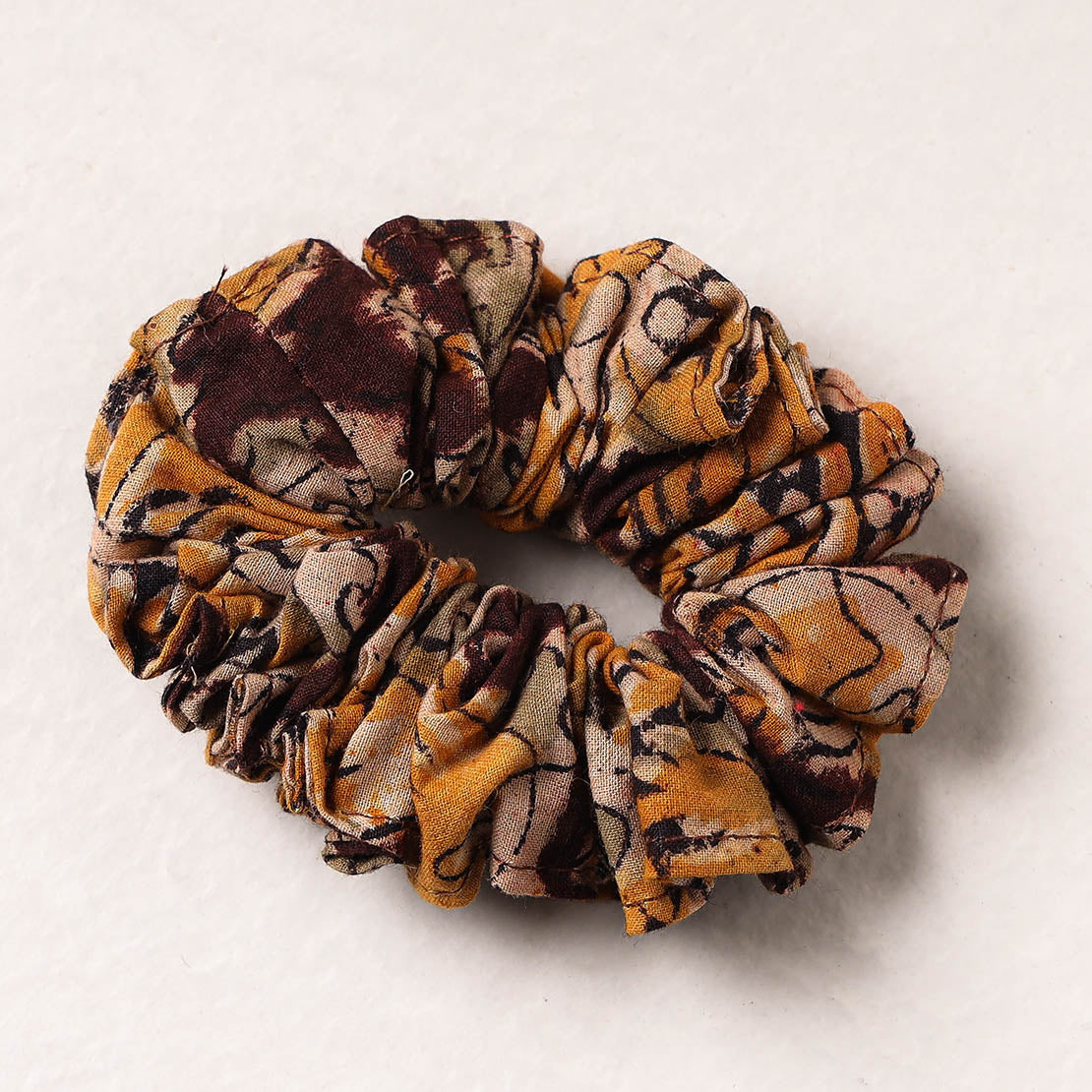   Kalamkari Block Printed Cotton Elastic Rubber Band/Scrunchie 