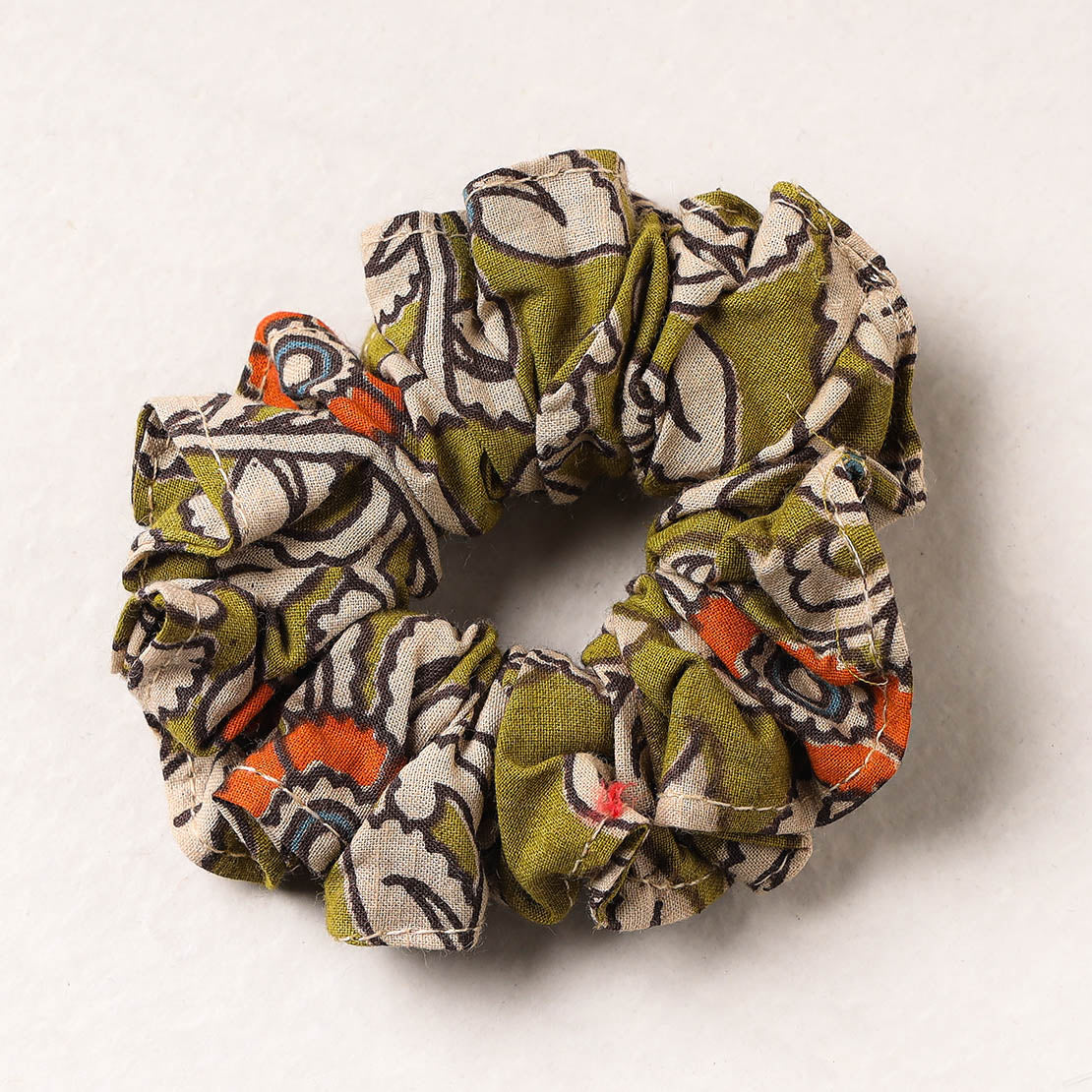  Kalamkari Printed Cotton Elastic Rubber Band/Scrunchie 