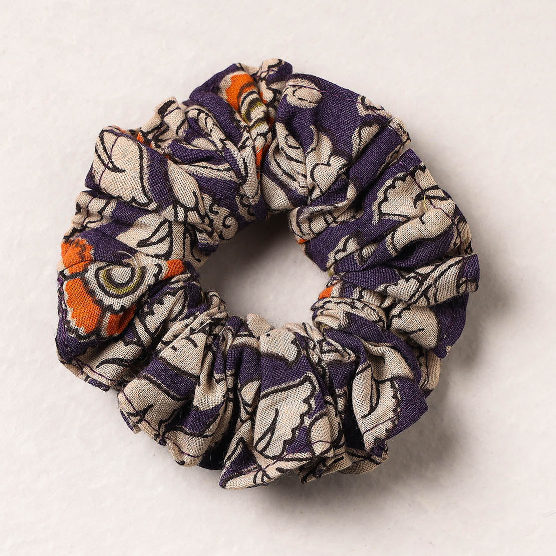  Kalamkari Printed Cotton Elastic Rubber Band/Scrunchie 