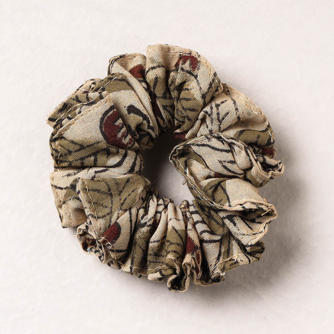   Kalamkari Block Printed Cotton Elastic Rubber Band/Scrunchie 