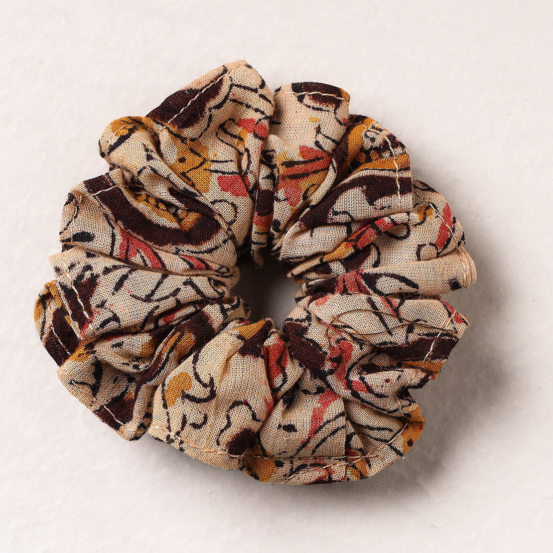   Kalamkari Block Printed Cotton Elastic Rubber Band/Scrunchie 