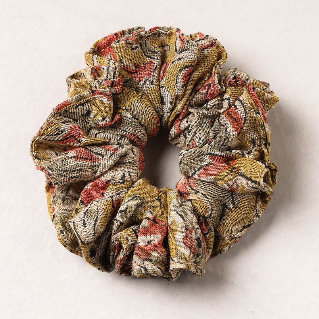   Kalamkari Block Printed Cotton Elastic Rubber Band/Scrunchie 