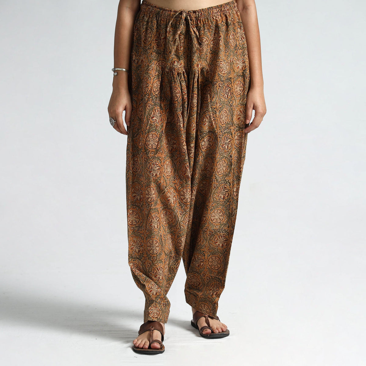 Kalamkari printed cotton elasticated salwar 21 - handcrafted