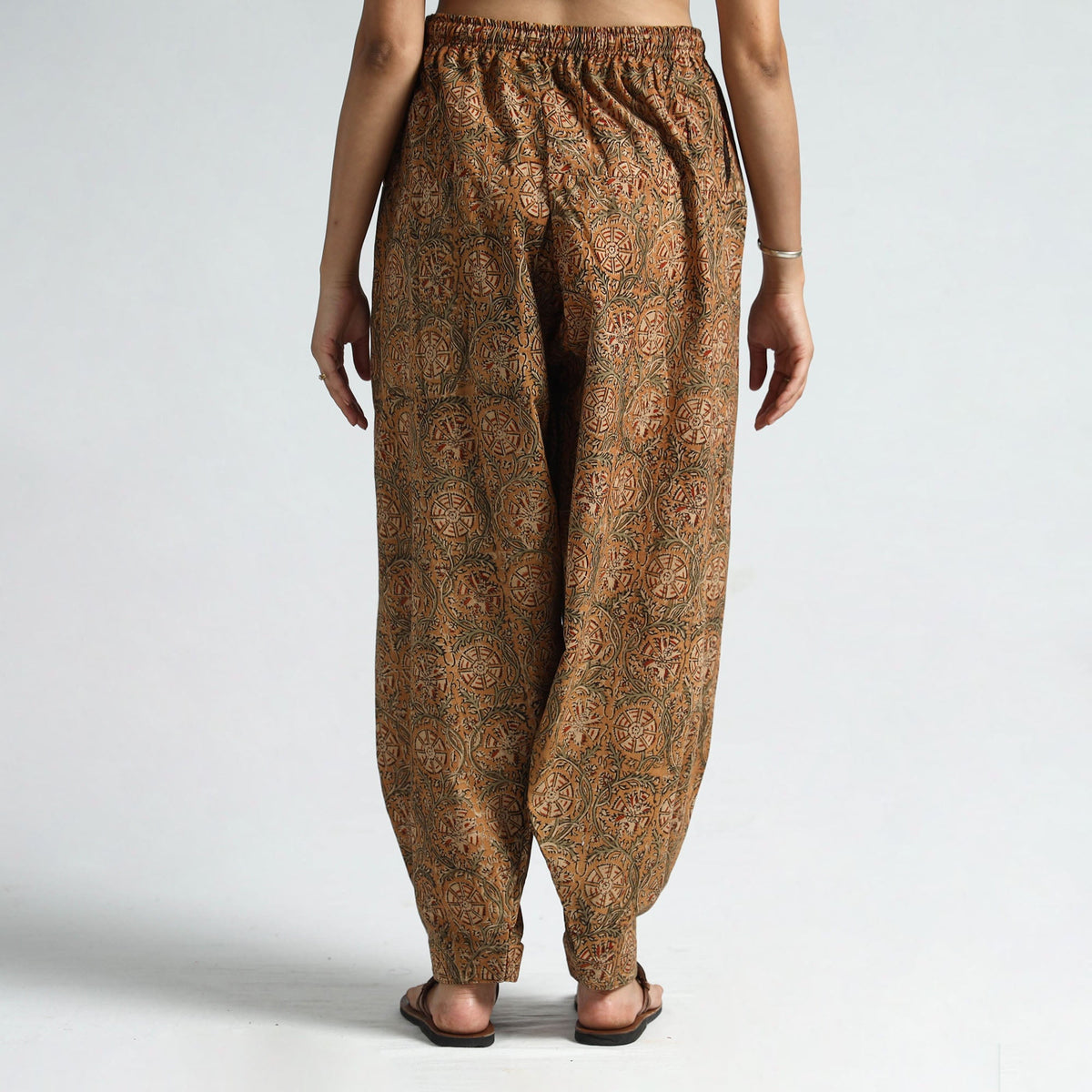 Kalamkari printed cotton elasticated salwar 21 - handcrafted
