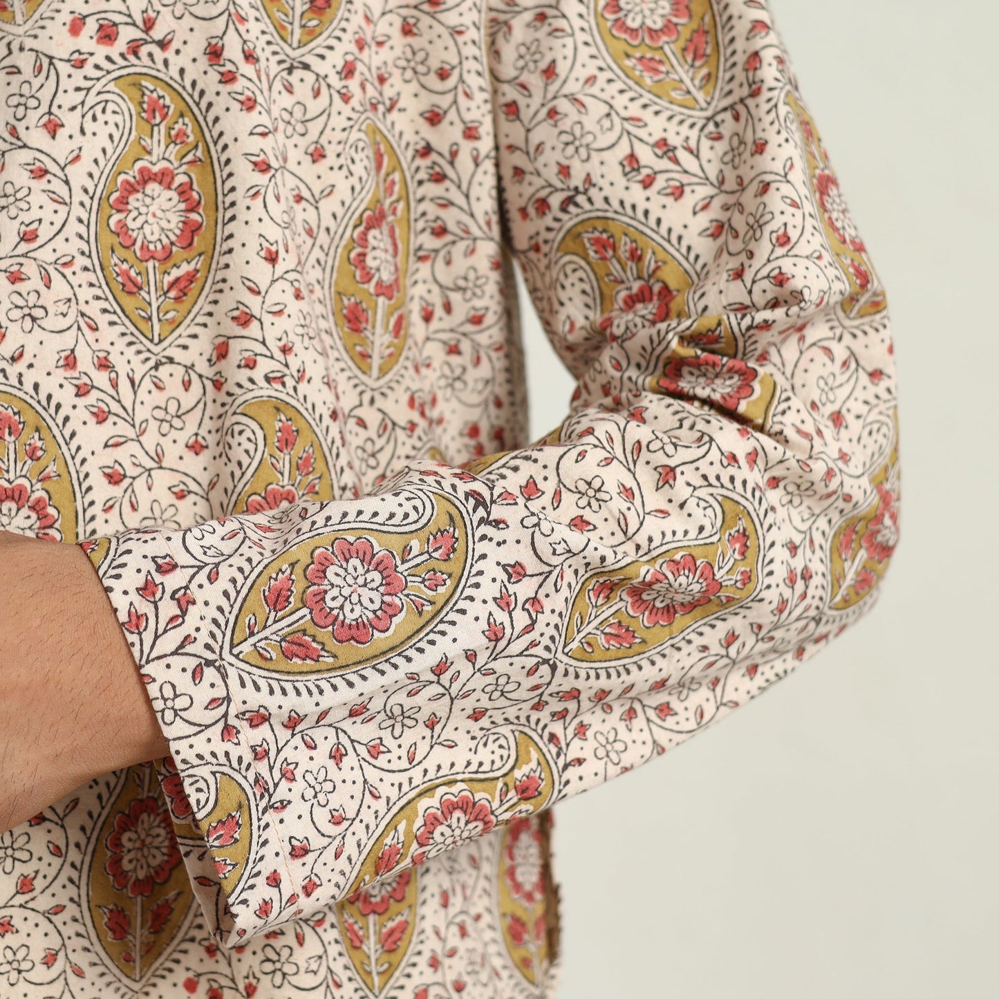 Kalamkari printed cotton men long kurta 06 - handcrafted