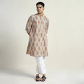 Kalamkari printed cotton men long kurta 06 - handcrafted