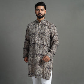  Kalamkari Block Printed Cotton Men Long Kurta 07 