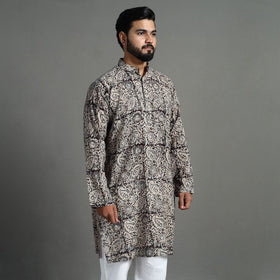  Kalamkari Block Printed Cotton Men Long Kurta 07 