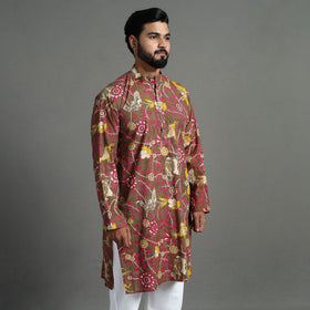 Buy Kalamkari Printed Cotton Men Long Kurta 14 Online at iTokri.com