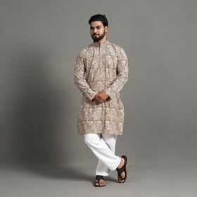  Kalamkari Block Printed Cotton Men Long Kurta 17 